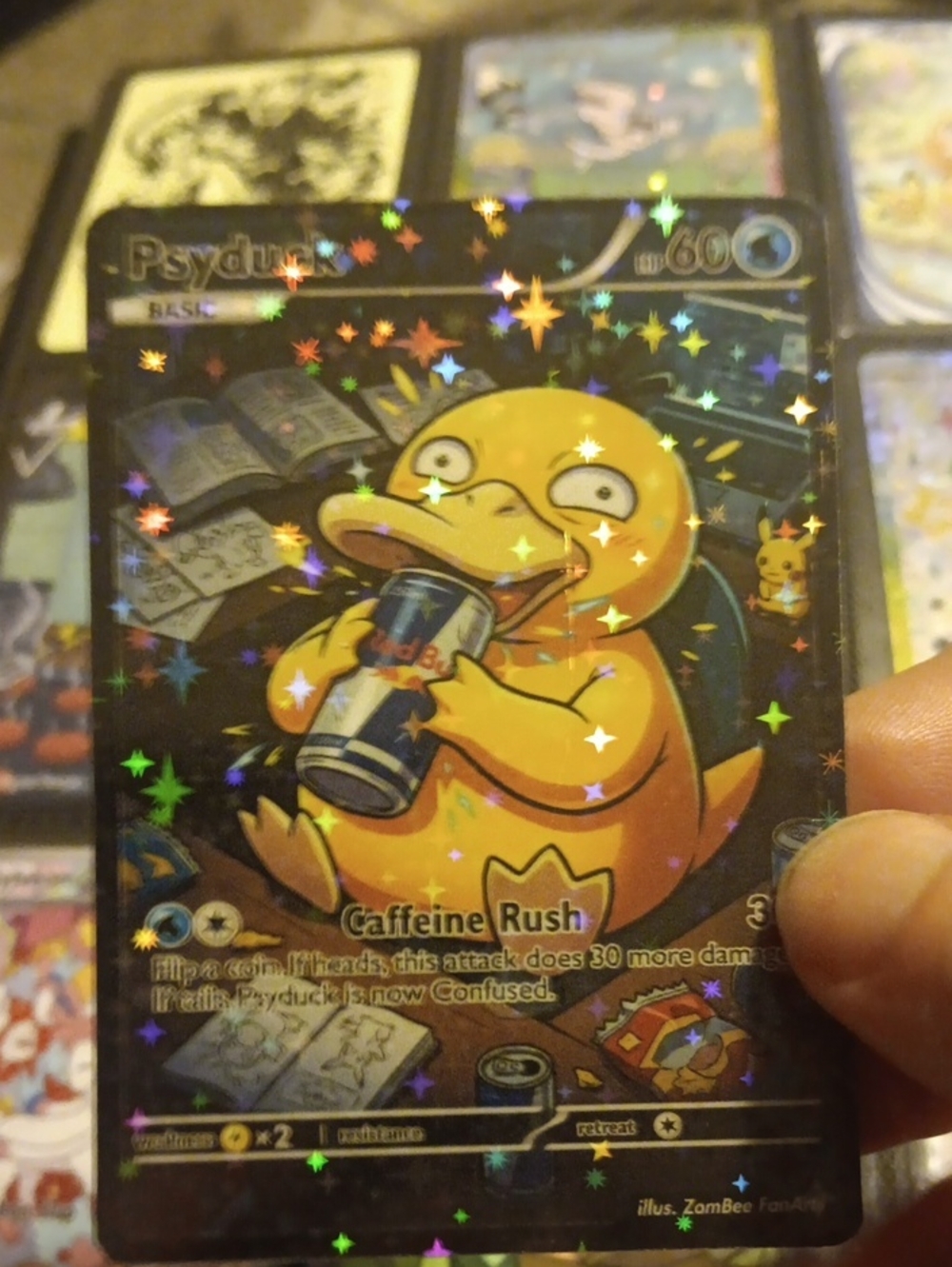 Pokemon Psyduck Holographic Card - Yellow and Black